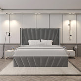Eva King Dark Gray Lift-Up Storage Bed