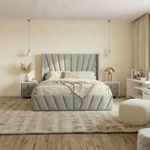 Eva King Light Gray Lift-Up Storage Bed
