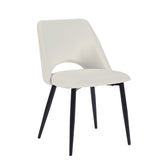 Velets Aria Set of 4 Upholstered Side Chair / Dining Chair - Faux Leather - White - Black Leg