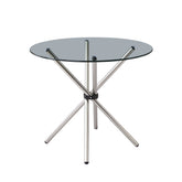Velets Bella Round Glass Top Dining Table with Chrome Legs