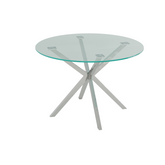 The Velets Lena Round Glass Top Dining Table With Chrome Legs