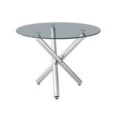 The Velets Luna Round Glass Top with Sturdy Metal Legs (Chrome Leg)