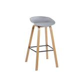 Velets Benson Bar Stool - Plastic Light Grey Seat - Veneer Metal Legs