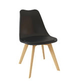 Velets Set of 4 Casper Upholstered Side Chair / Dining Chair - Plastic Chair - Black - Wooden Leg