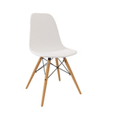 Velets Set of 4 Eifel Side Chair / Dining Chair - Plastic Chair - White - Wooden Leg
