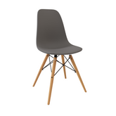 Velets Set of 4 Eifel Side Chair / Dining Chair - Plastic Chair - Light Grey - Wooden Leg