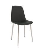 Velets Set Of 4 Sera Upholstered Side Chair - Faux Leather - Black - Chrome Leg