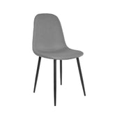 Velets Set Of 4 Sera Upholstered Side Chair - Faux Leather - Gray - Black Leg