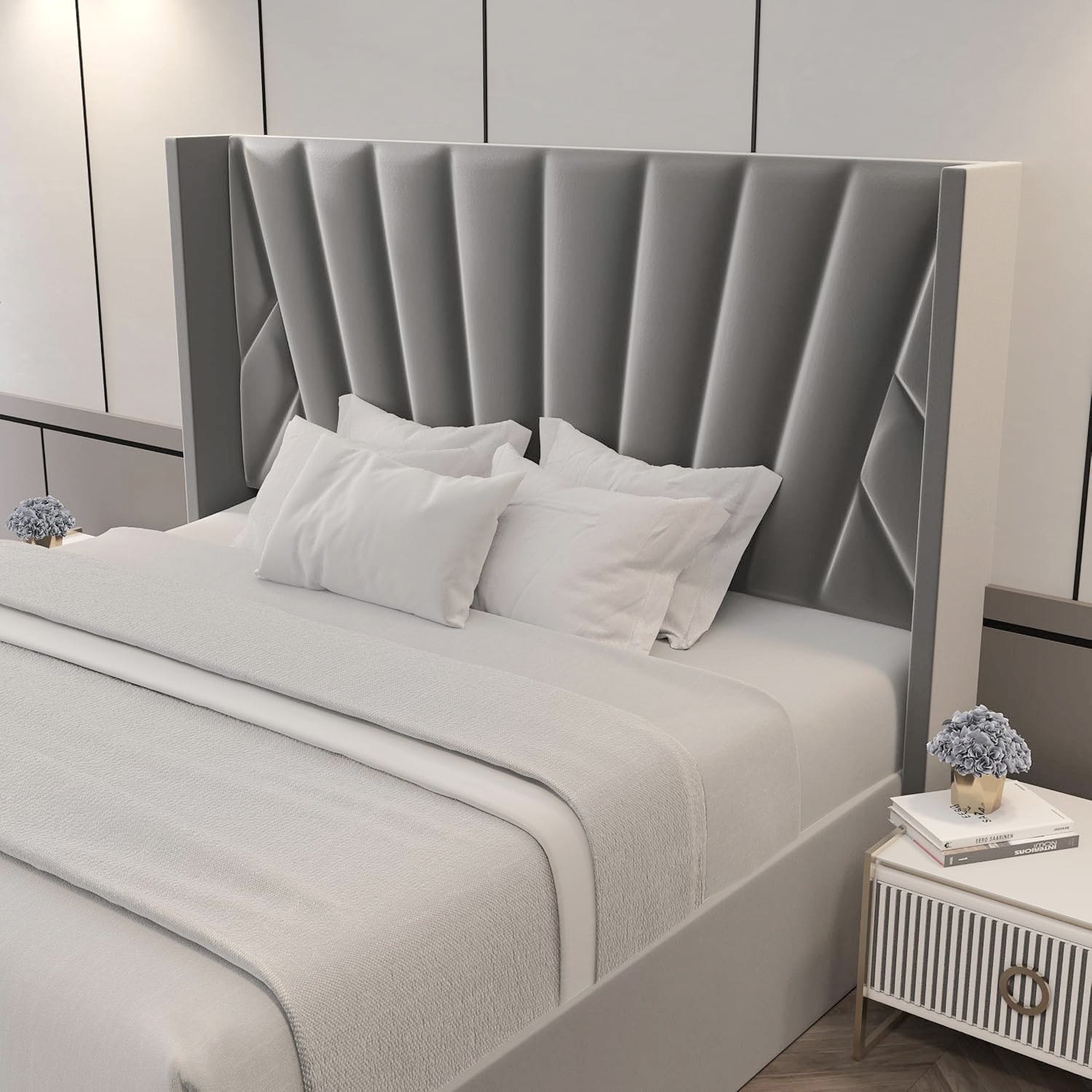 Eva King/Queen Dark Gray - Lift-Up Storage Bed