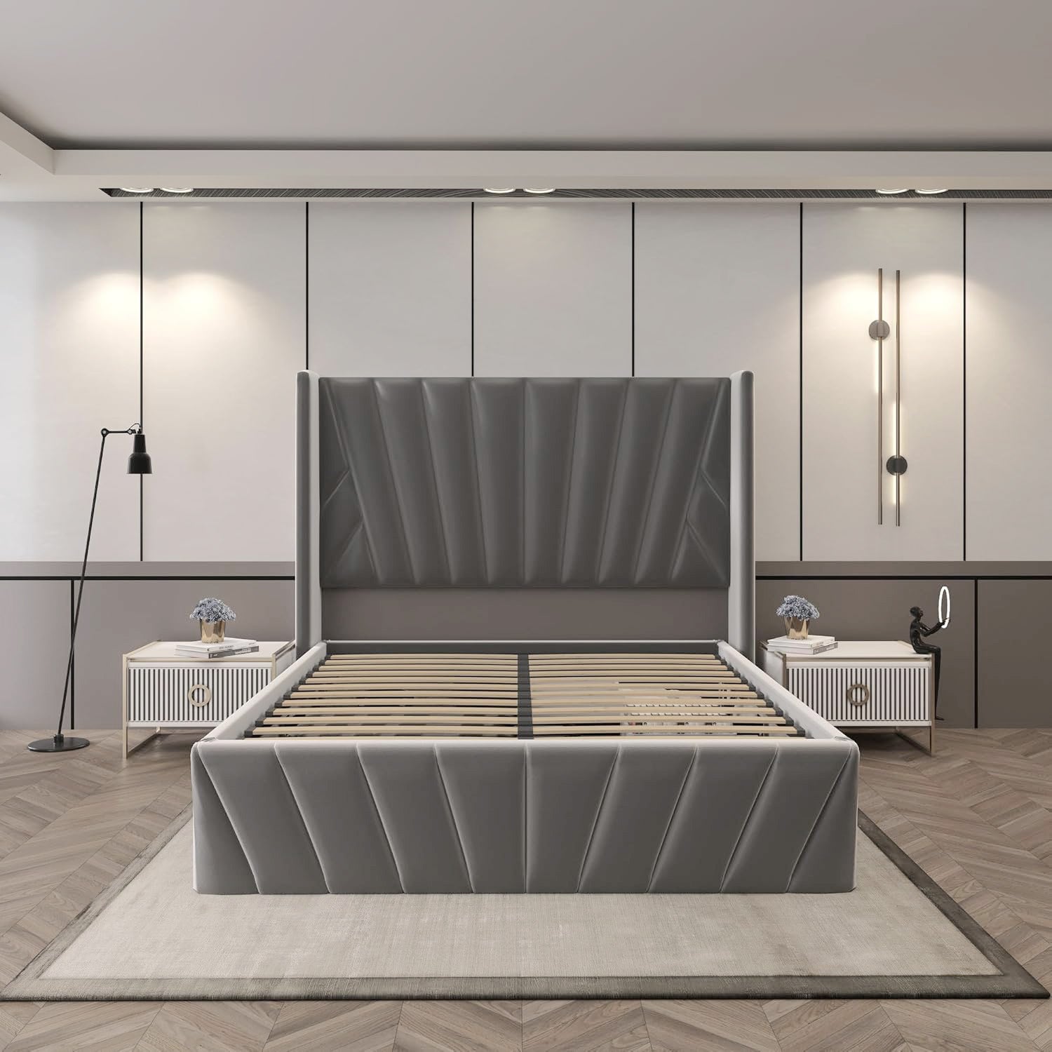 Eva King/Queen Dark Gray - Lift-Up Storage Bed