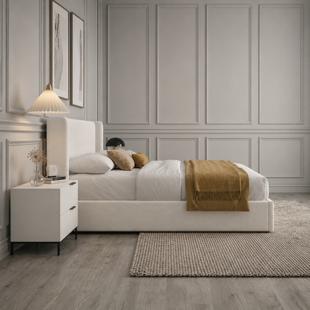 Jasper Queen Lift-Up Storage Boucle Bed