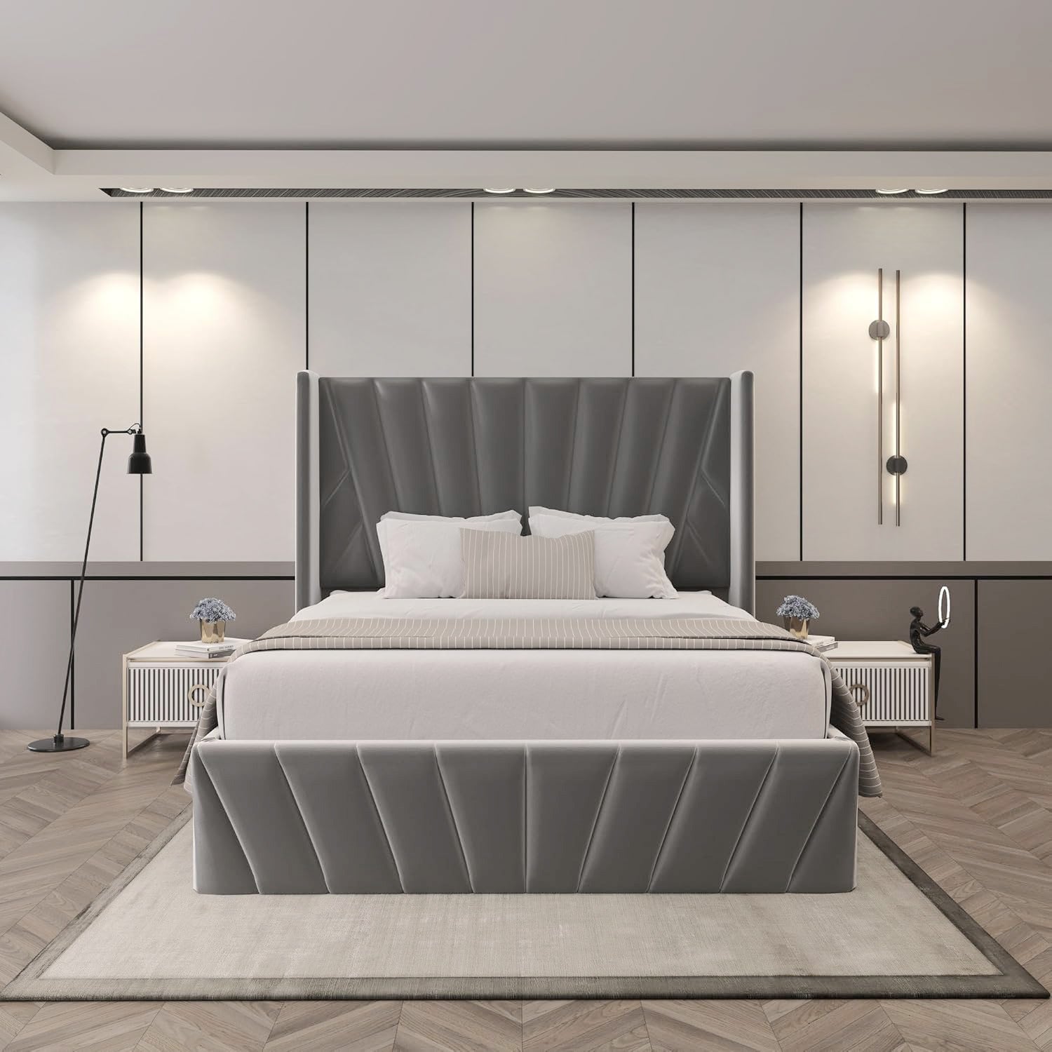 Eva King/Queen Dark Gray - Lift-Up Storage Bed