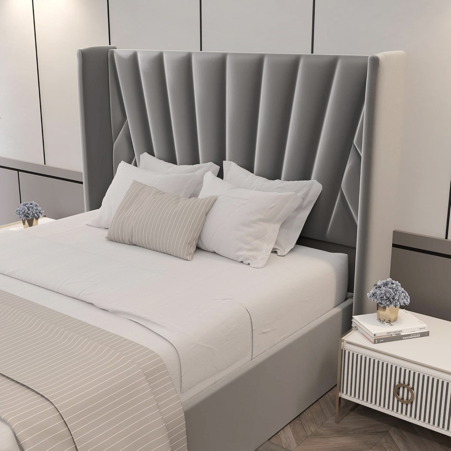 Eva King/Queen Dark Gray - Lift-Up Storage Bed