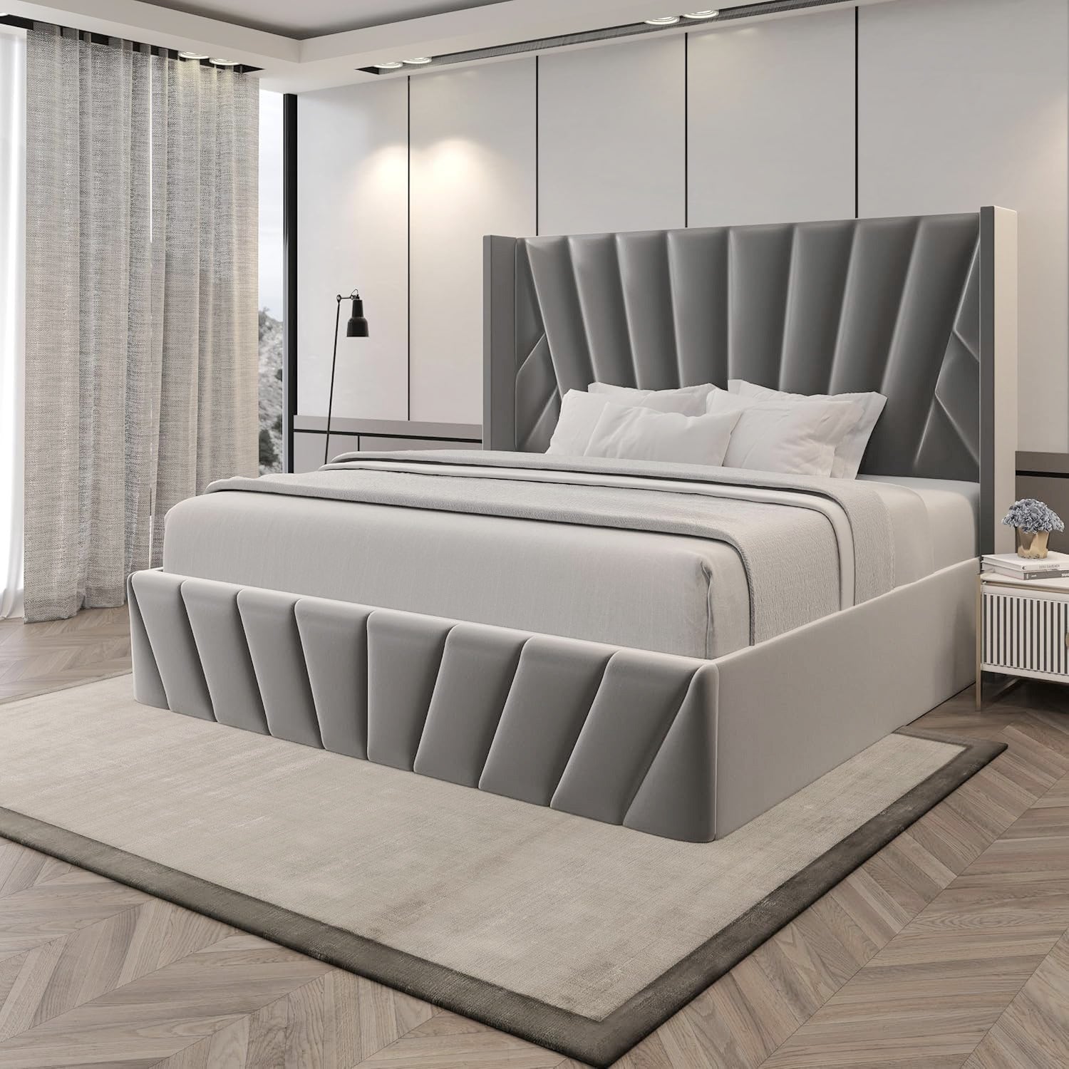 Eva King/Queen Dark Gray - Lift-Up Storage Bed