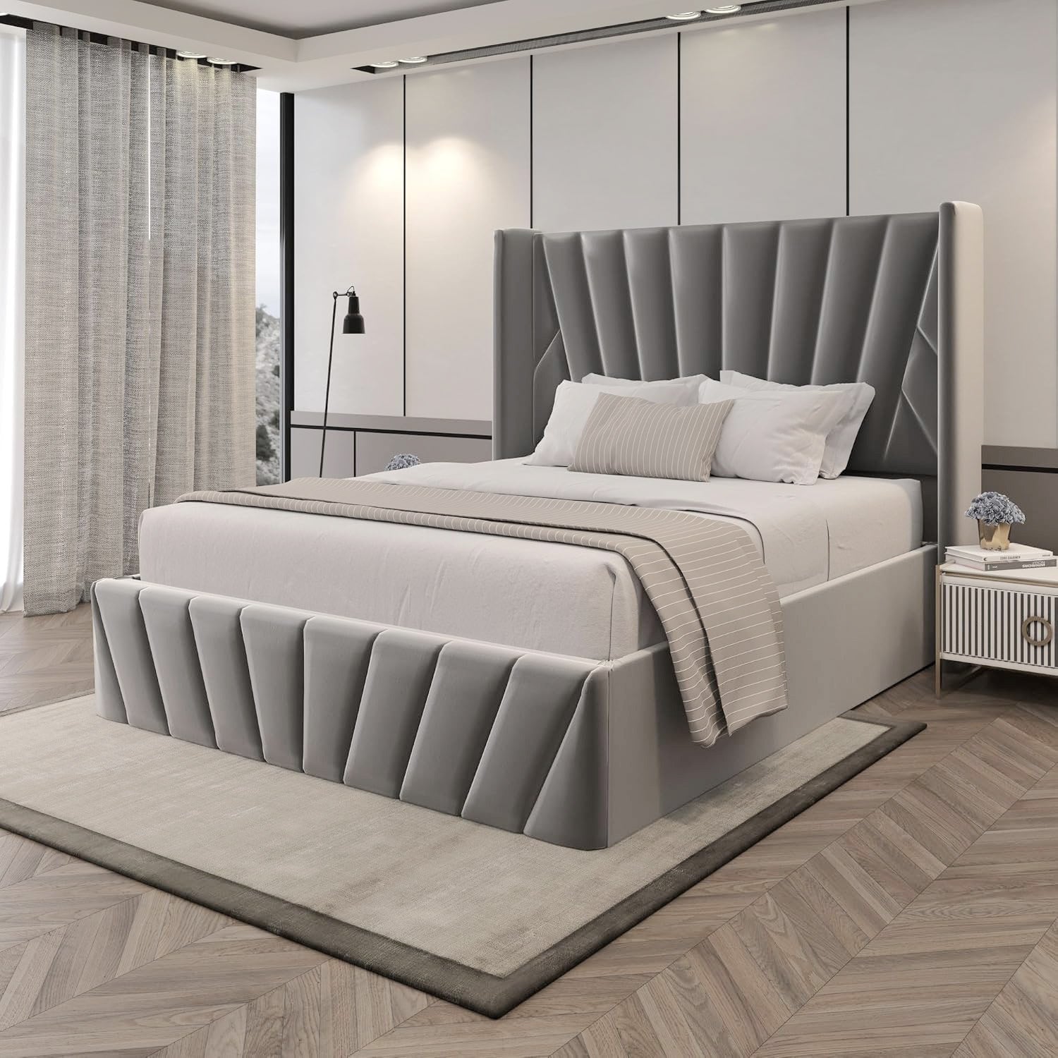 Eva King/Queen Dark Gray - Lift-Up Storage Bed