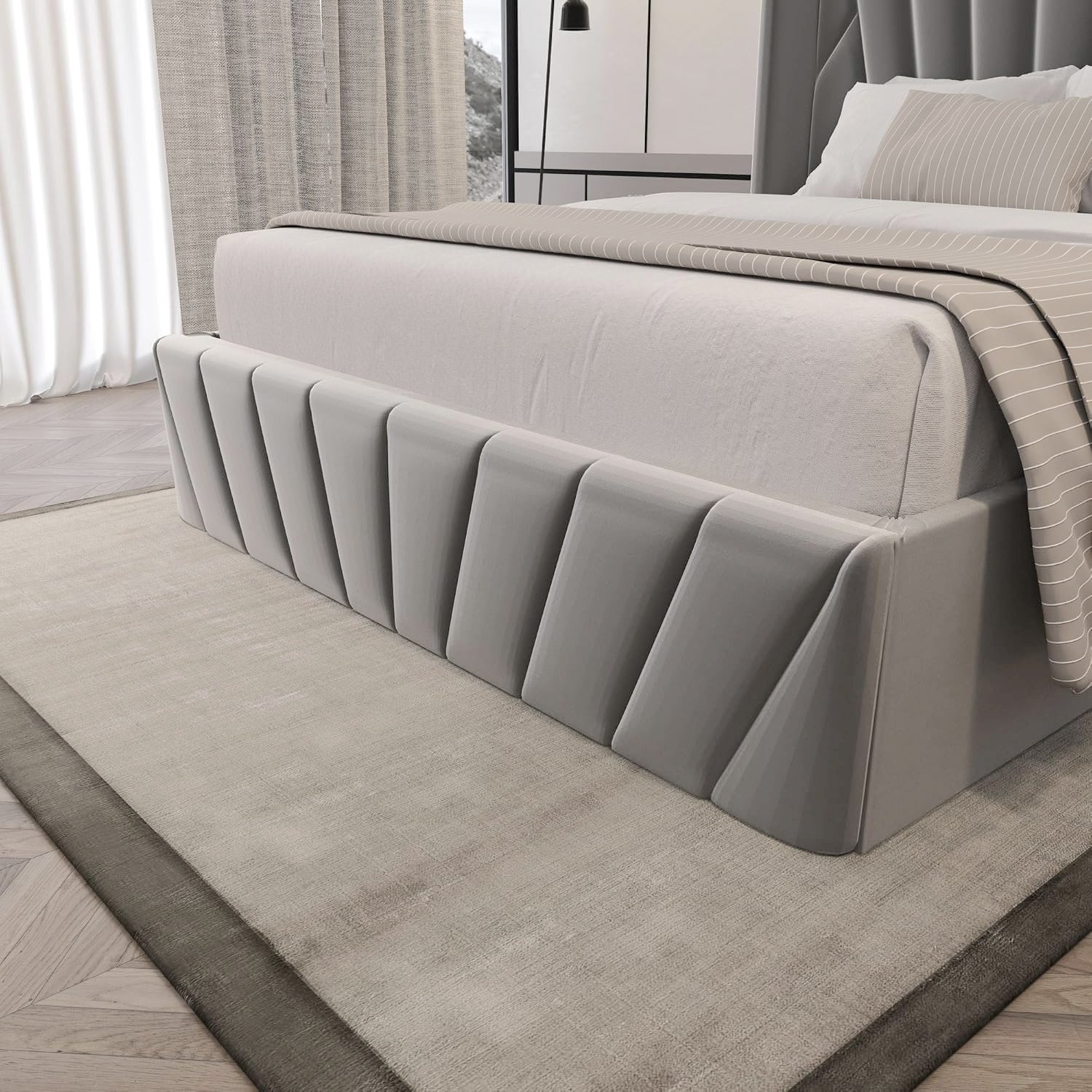 Eva King/Queen Dark Gray - Lift-Up Storage Bed