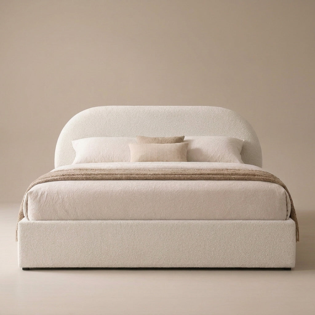 Flora Queen Size Upholstered Bed - Bone White