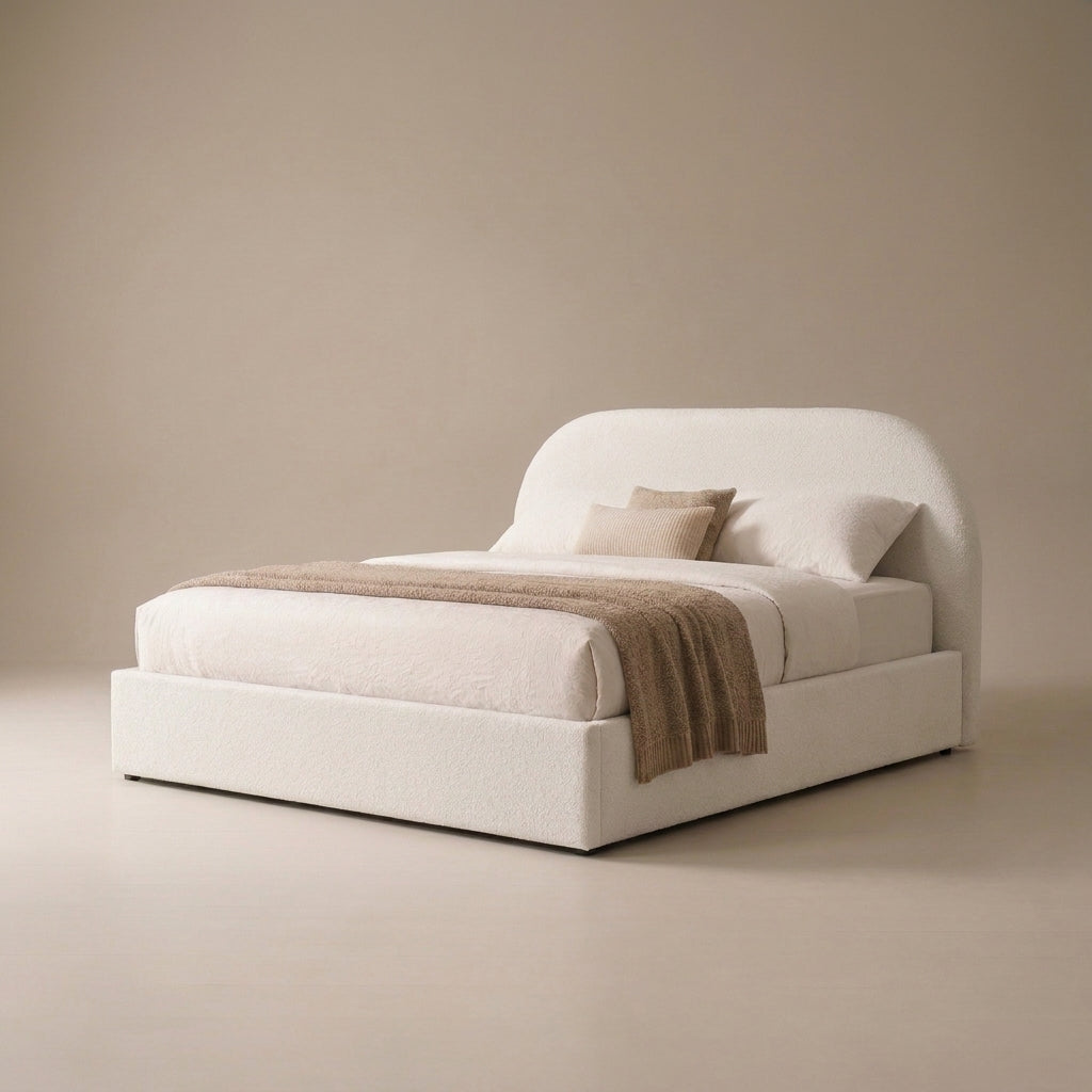 Flora Queen Size Upholstered Bed - Bone White
