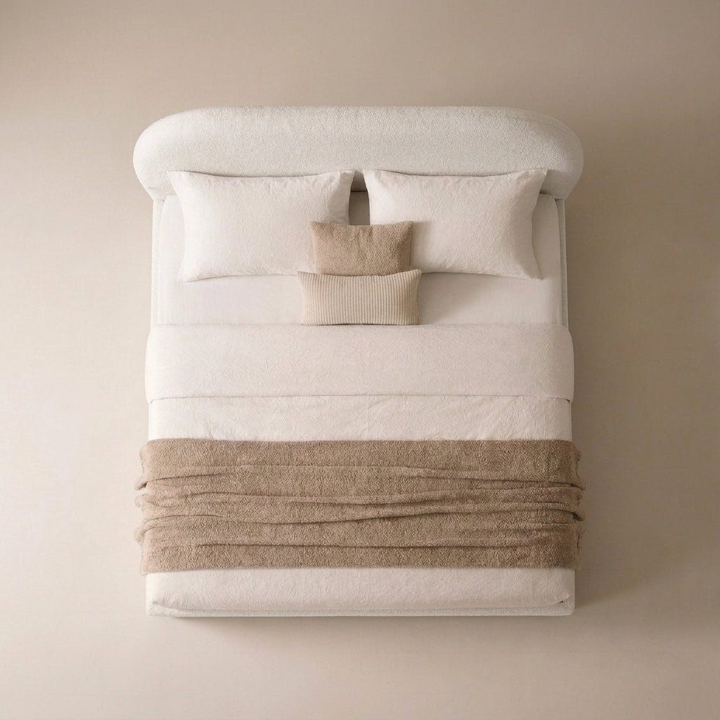 Flora Queen Size Upholstered Bed - Bone White