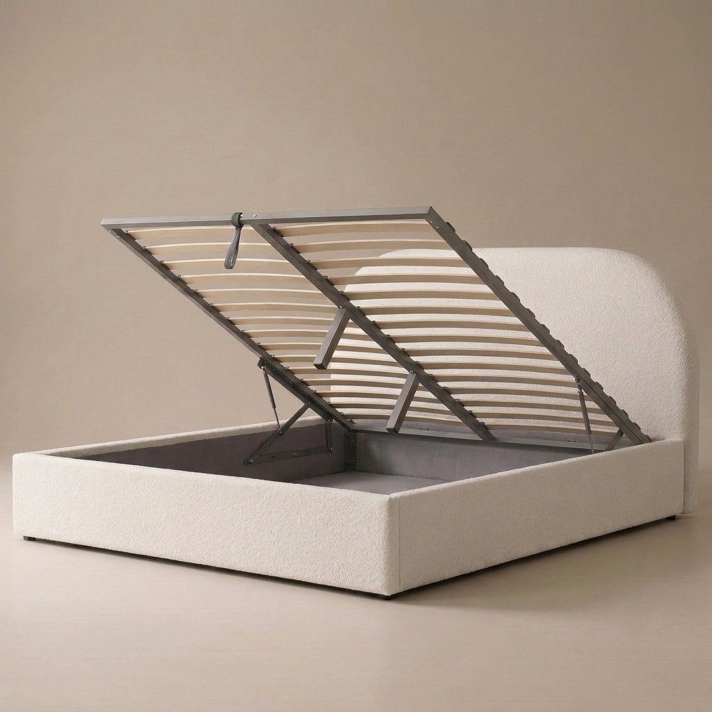 Flora Queen Size Upholstered Bed - Bone White