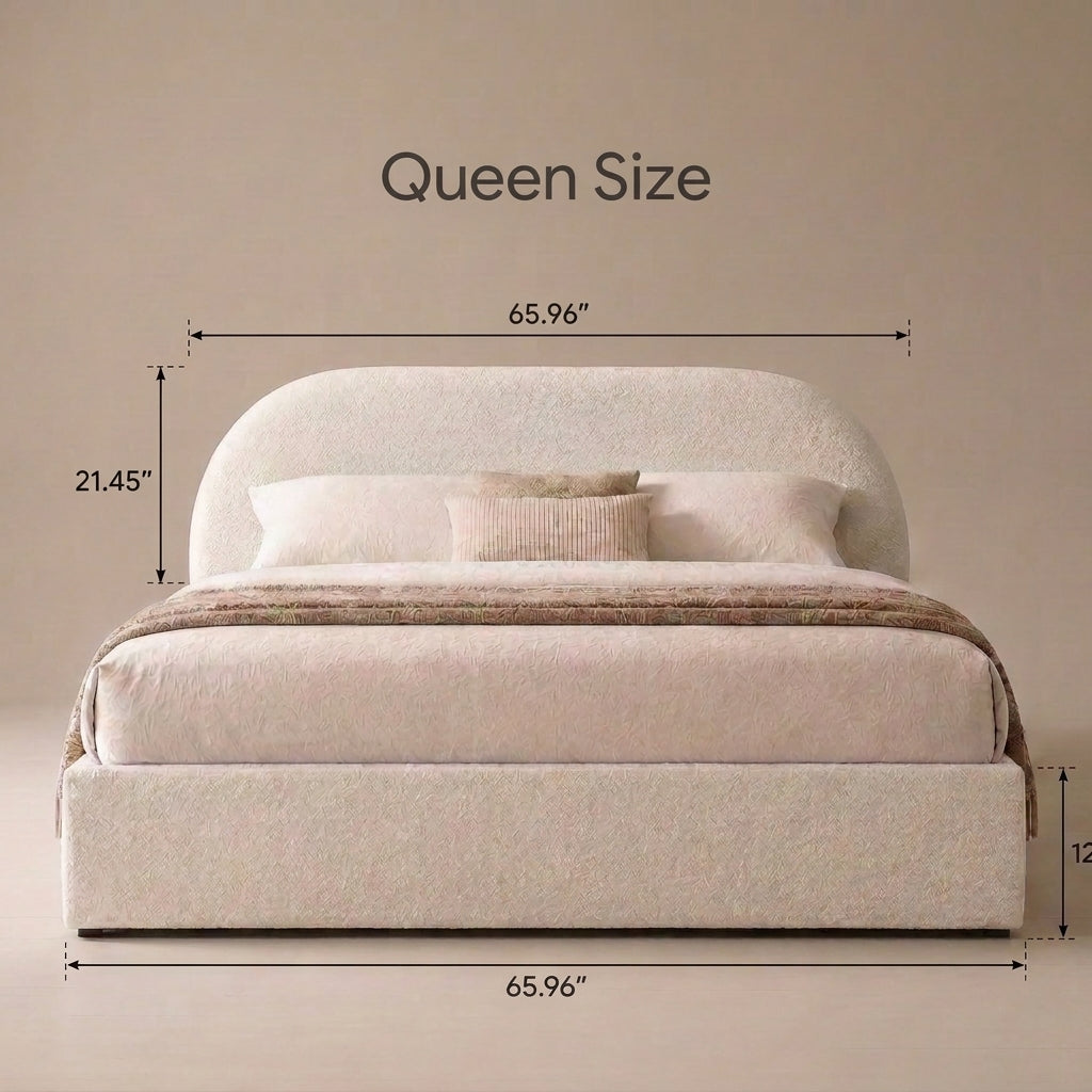 Flora Queen Size Upholstered Bed - Bone White