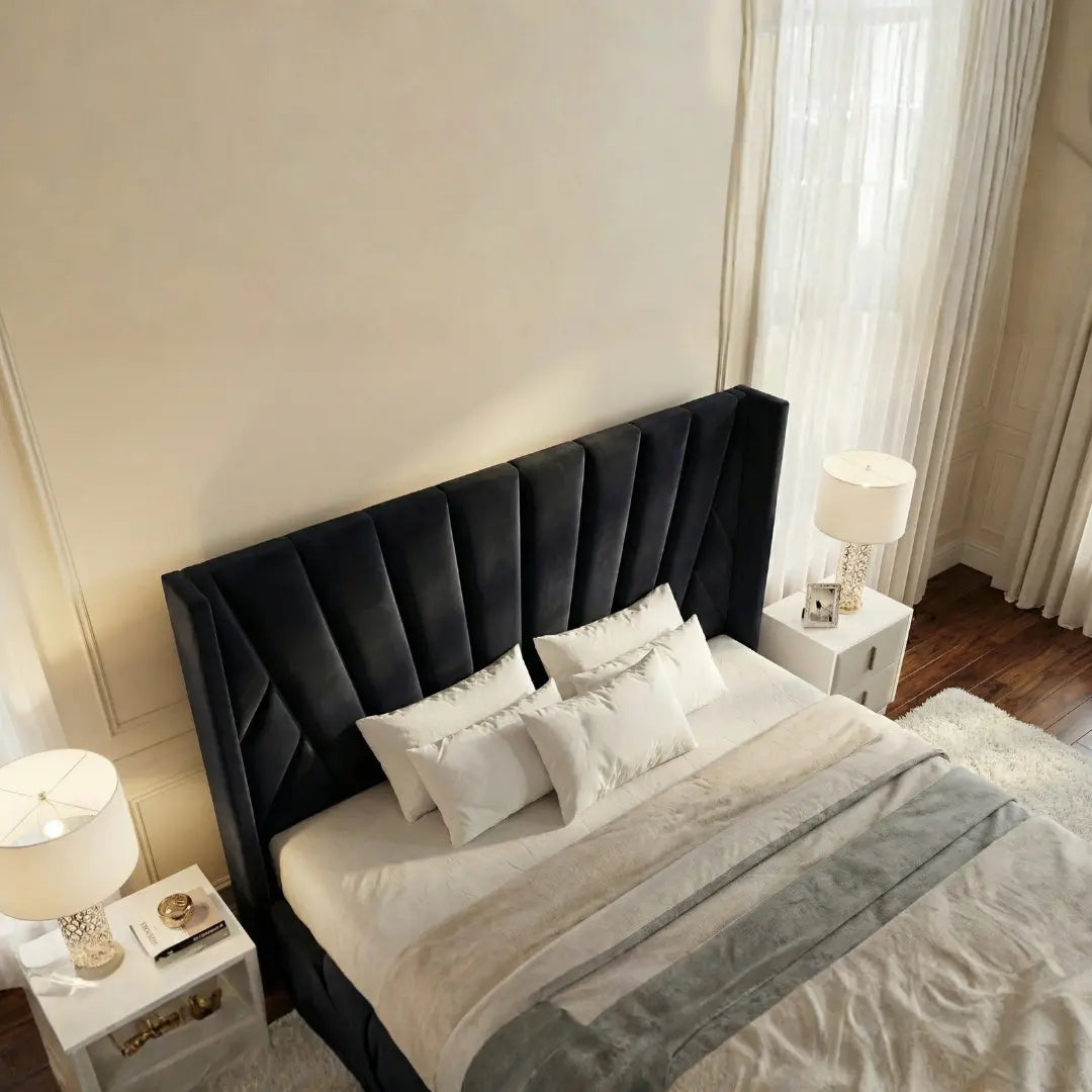 Eva Queen Black Lift-Up Storage Bed