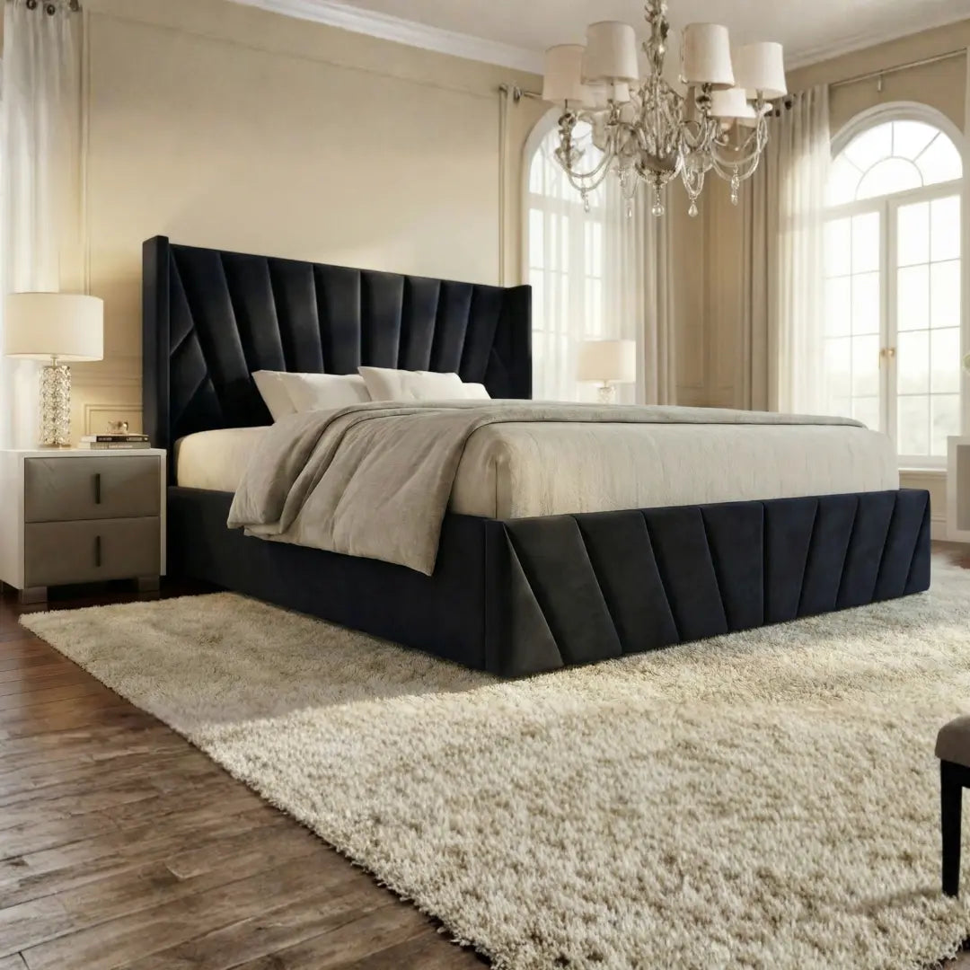 Eva Queen Black Lift-Up Storage Bed
