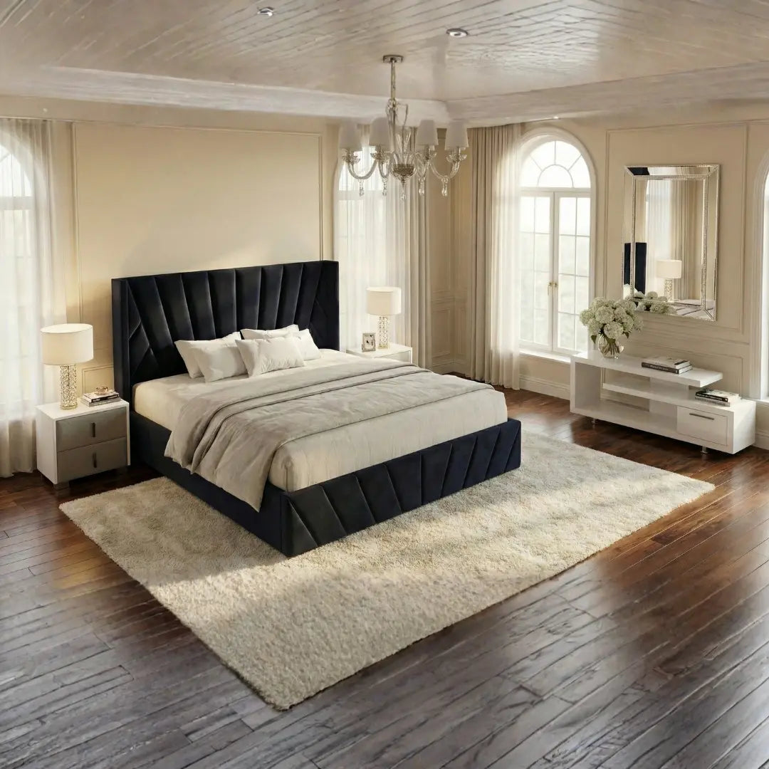 Eva Queen Black Lift-Up Storage Bed