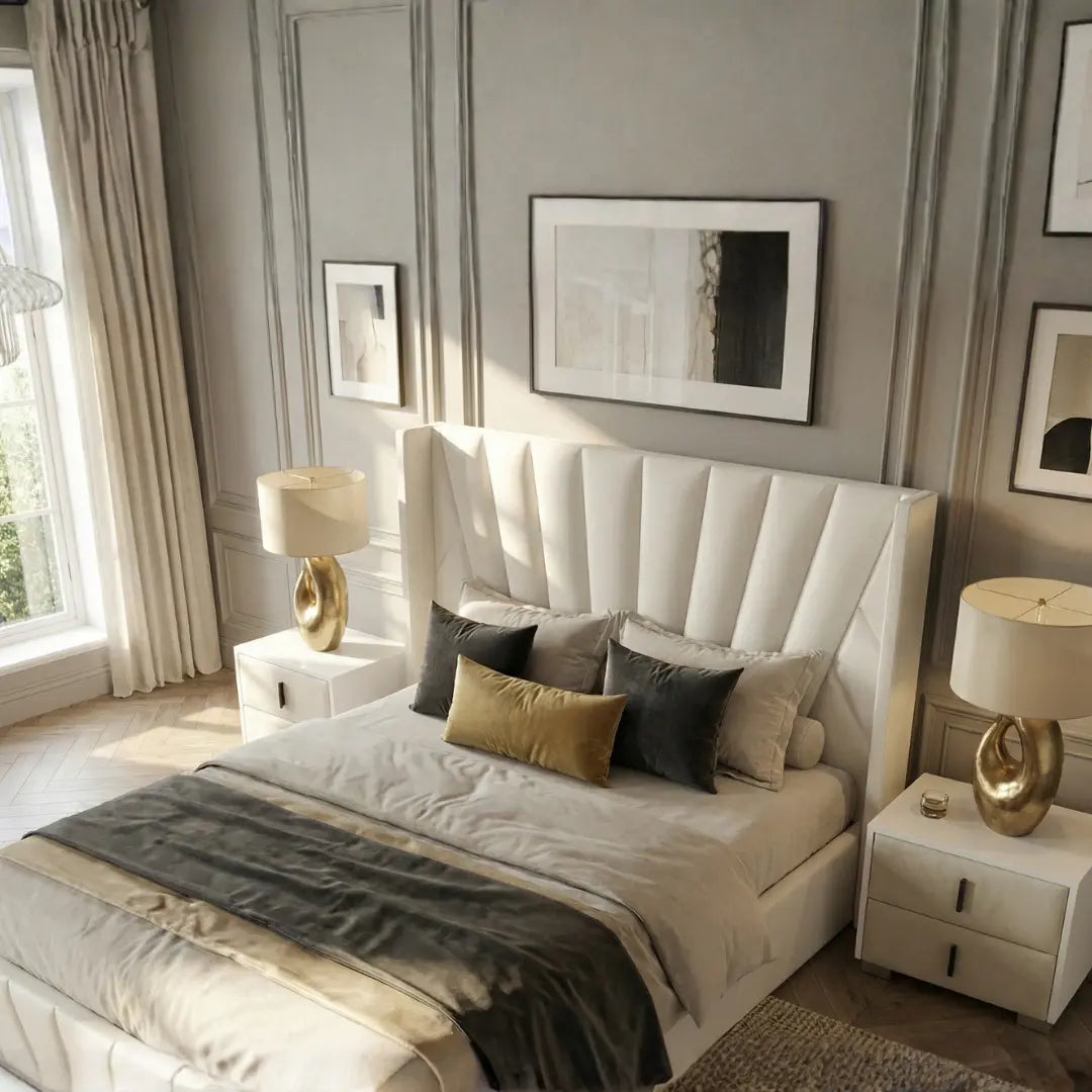 Eva King Ivory Lift-Up Storage Bed