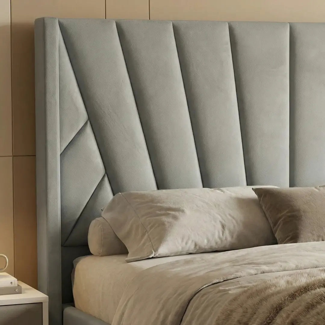 Eva King Light Gray Lift-Up Storage Bed