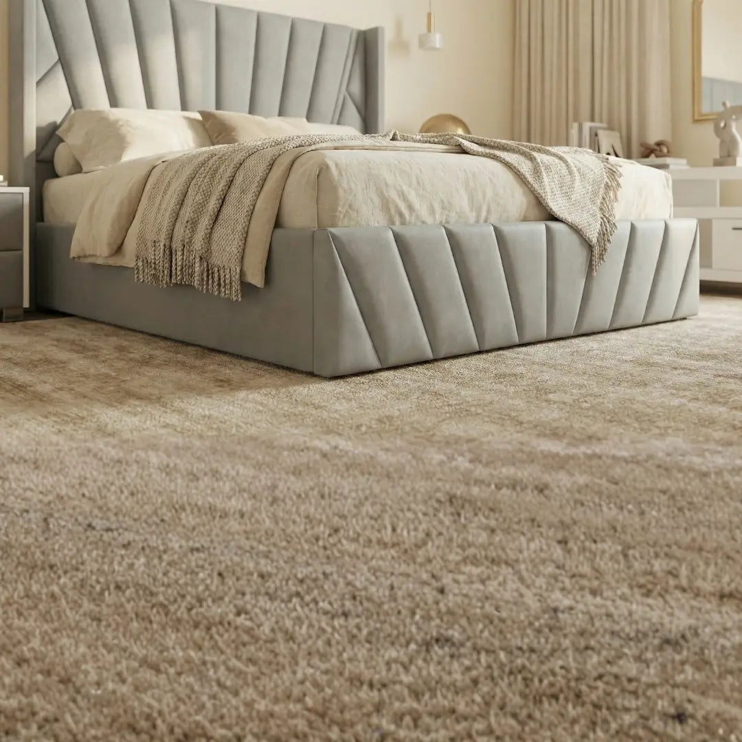 Eva King Light Gray Lift-Up Storage Bed