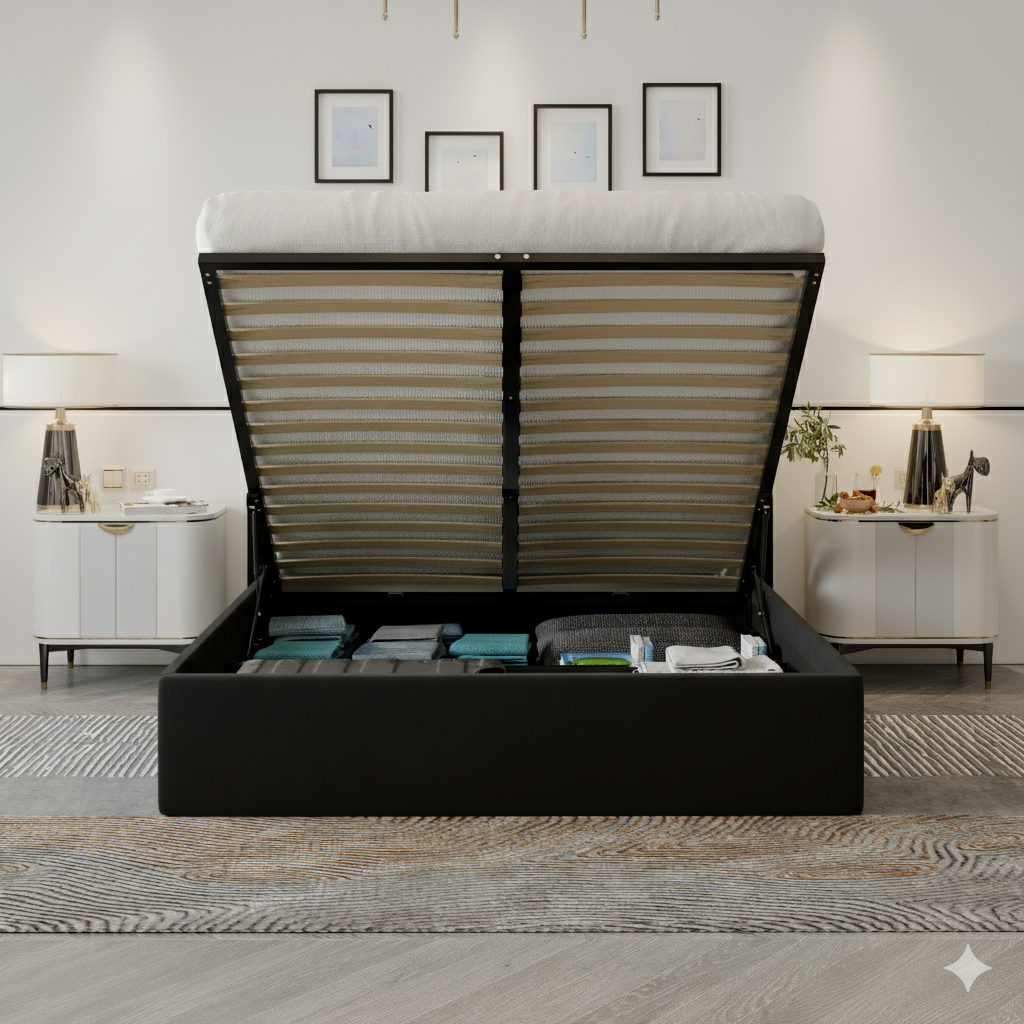 Oliver Queen Black Lift-Up Storage Bed