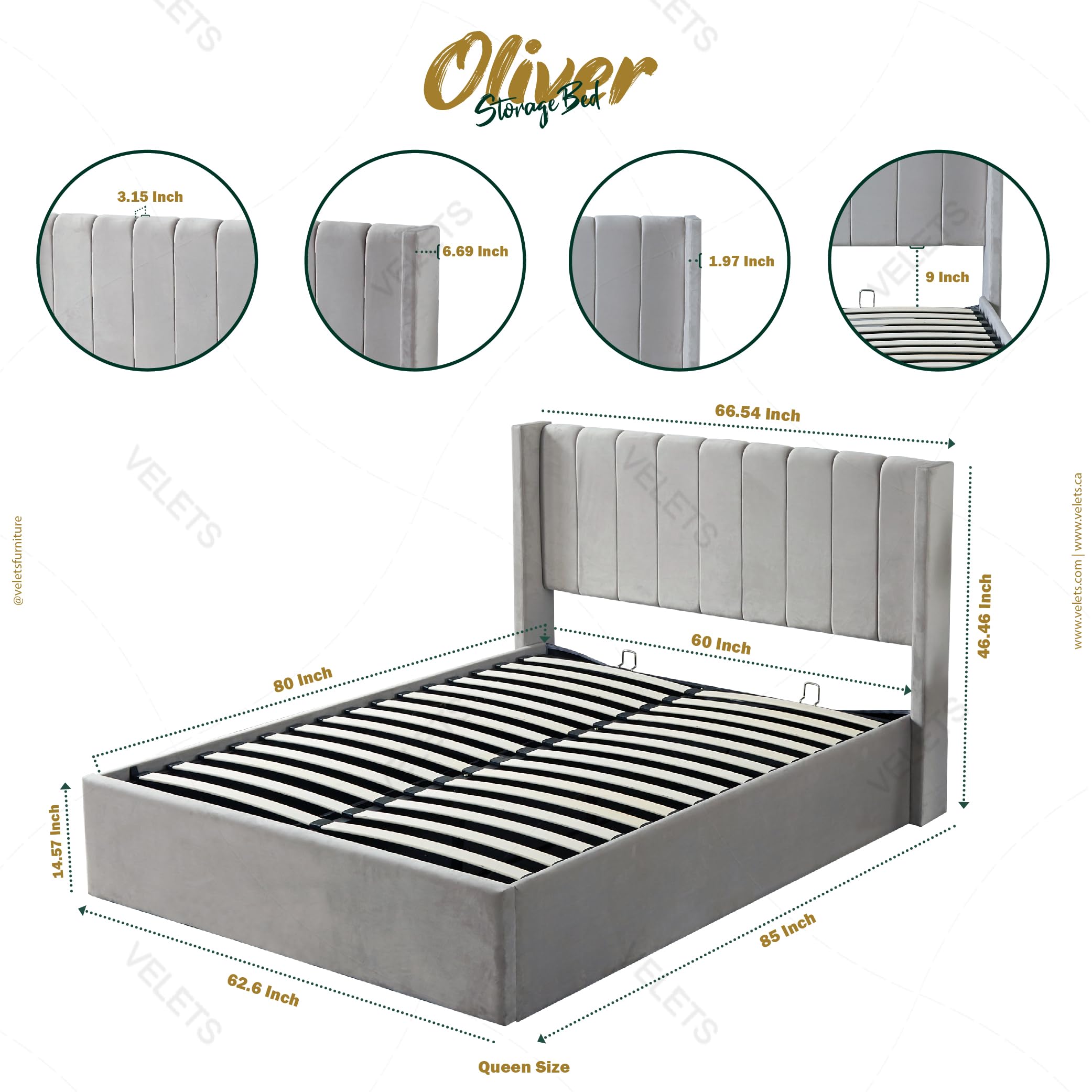 Oliver Queen Ivory Lift-Up Storage Bed