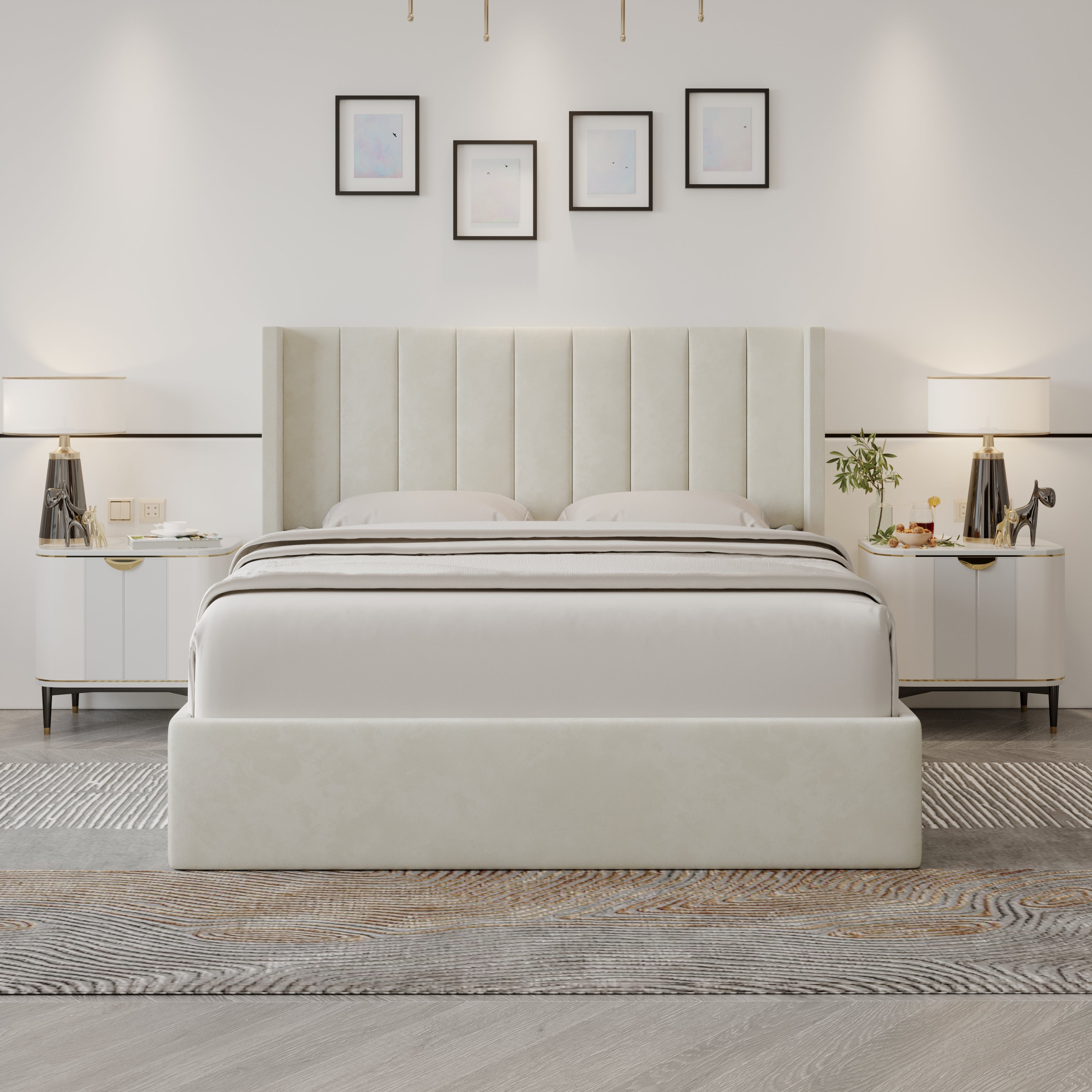 Oliver Queen Ivory Lift-Up Storage Bed