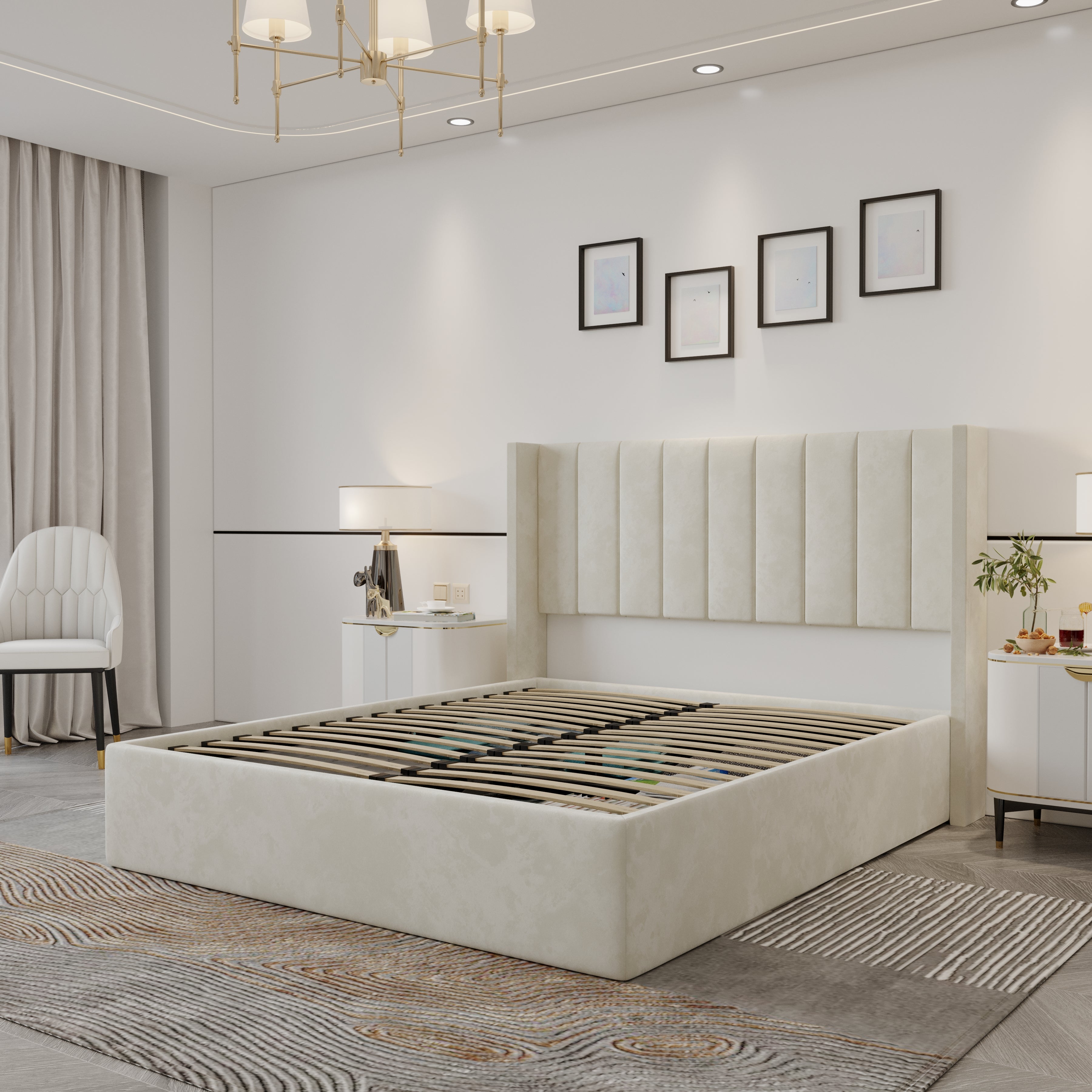 Oliver Queen Ivory Lift-Up Storage Bed