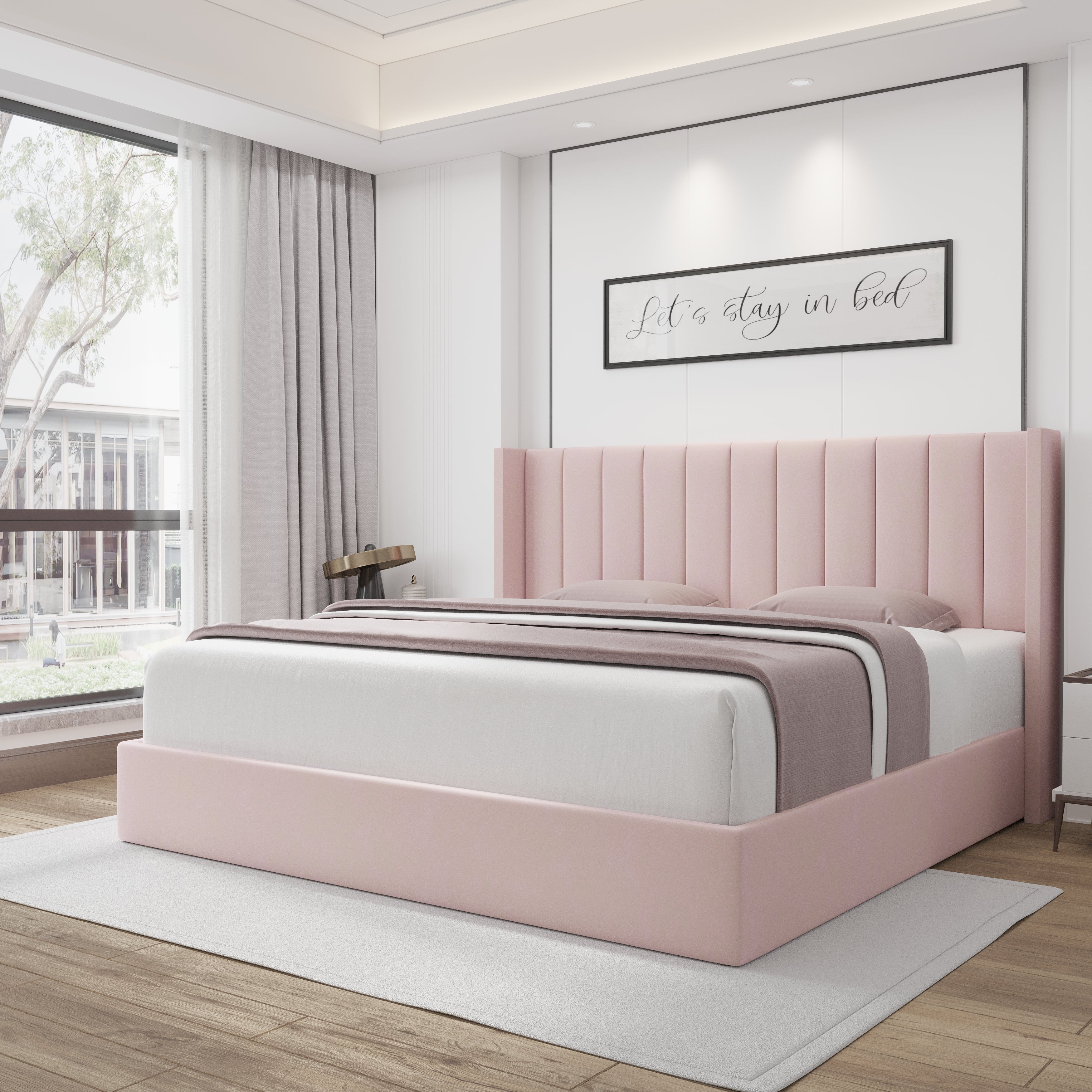 Oliver King/Queen Pink -  Lift-Up Storage Bed