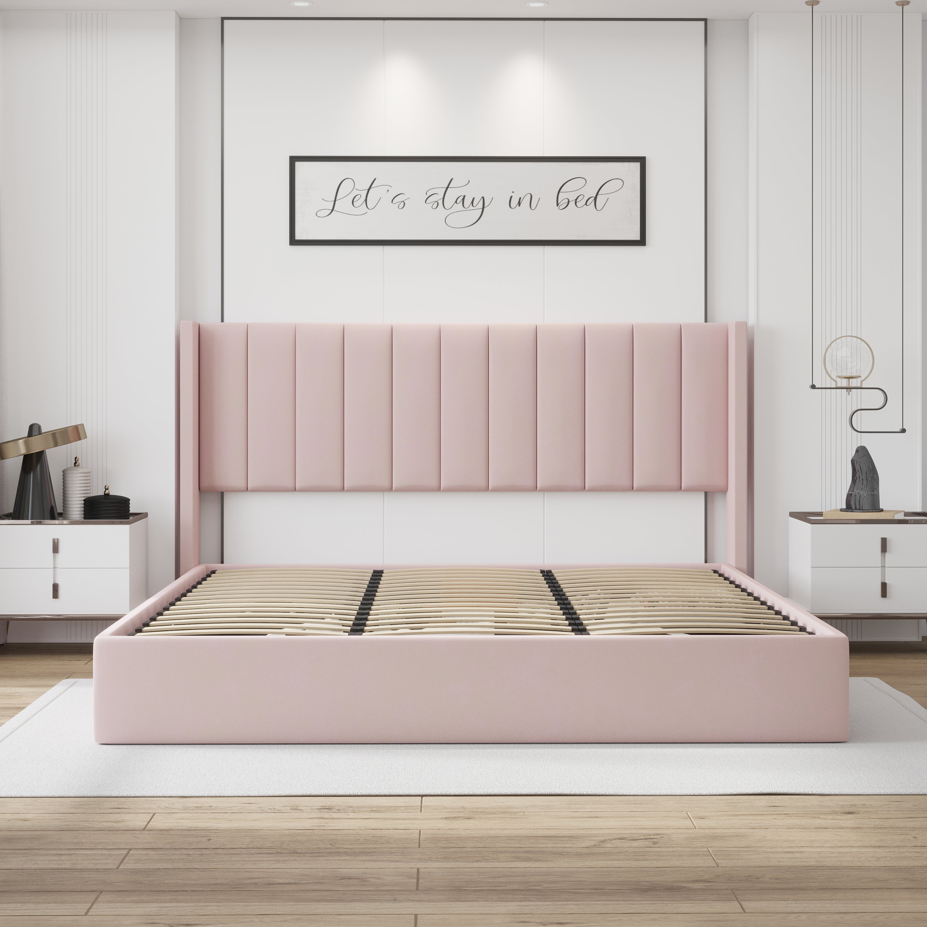 Oliver King/Queen Pink -  Lift-Up Storage Bed