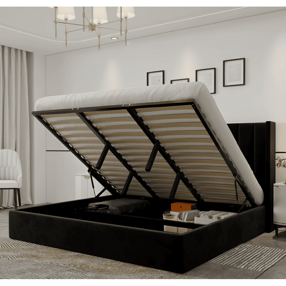 Oliver King Black Lift-Up Storage Bed