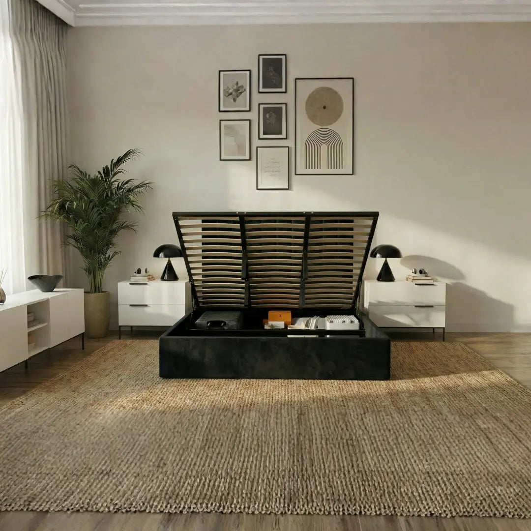 Oliver King Black Lift-Up Storage Bed