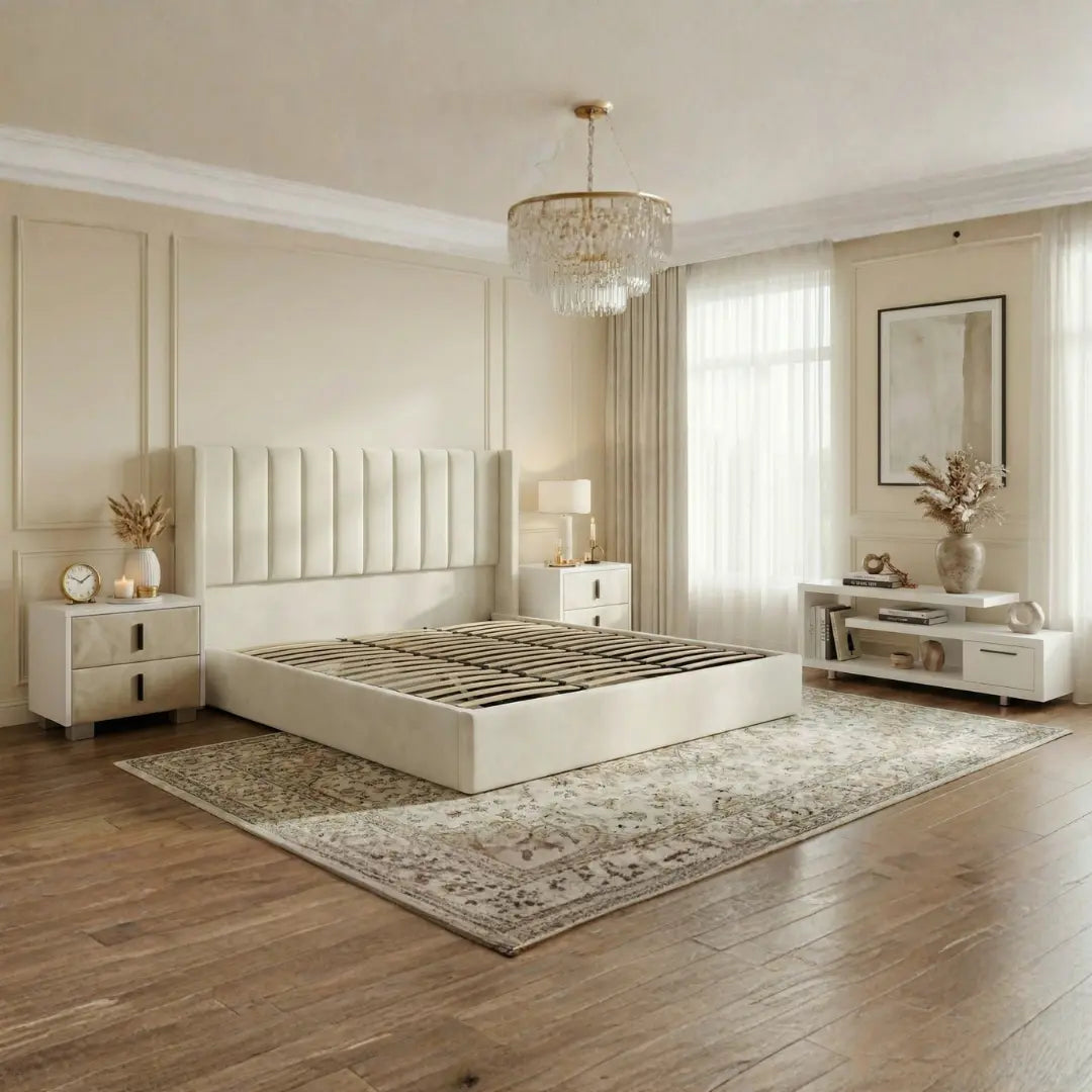 Oliver King Ivory Lift-Up Storage Bed