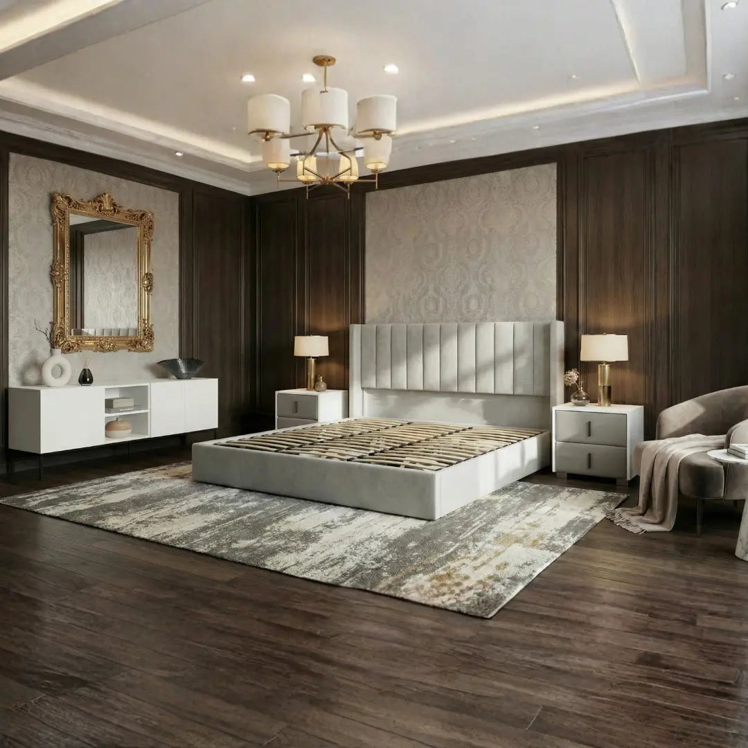 Oliver King Light Gray Lift-Up Storage Bed