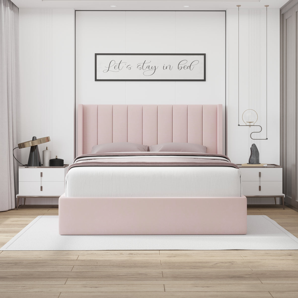 Oliver King/Queen Pink -  Lift-Up Storage Bed