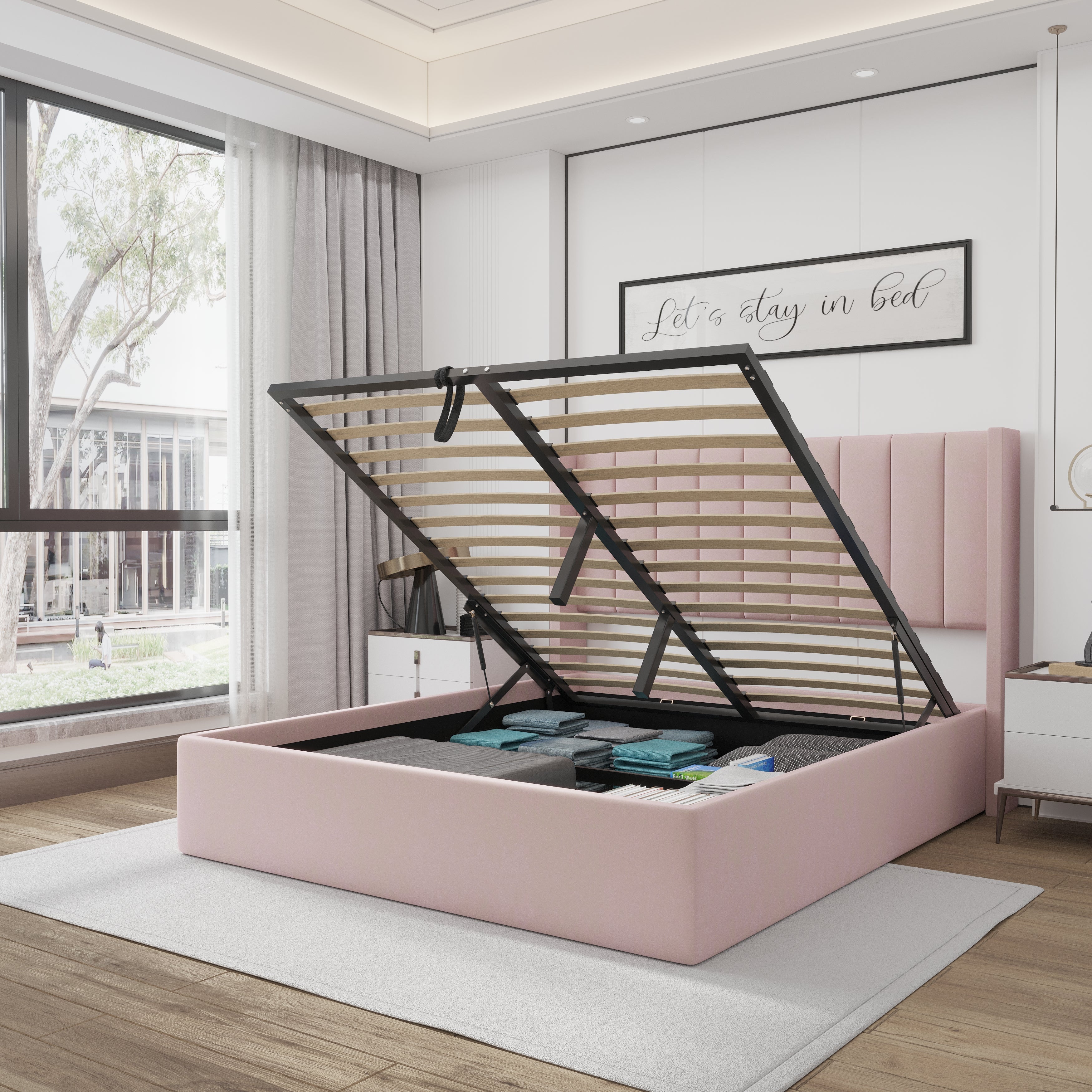 Oliver Queen Pink Lift-Up Storage Bed