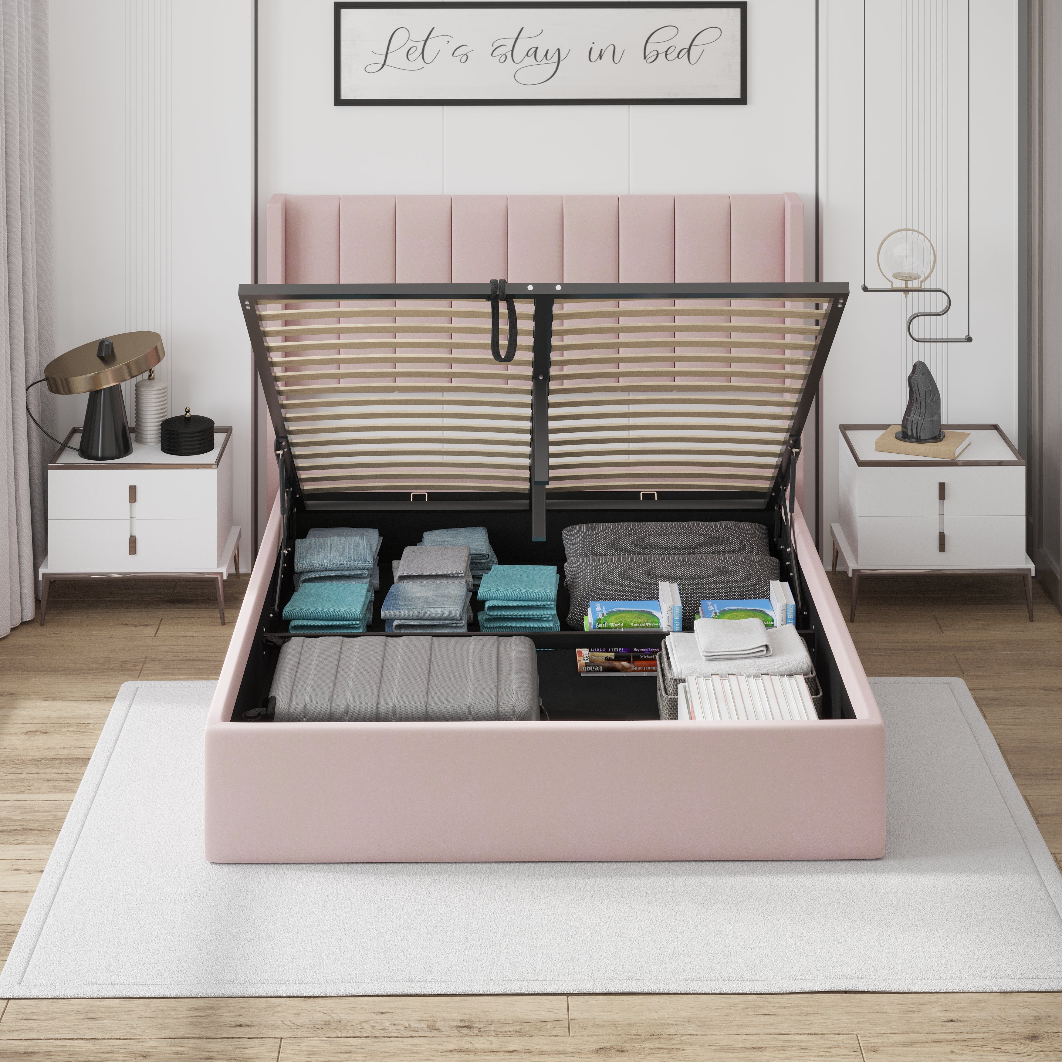 Oliver Queen Pink Lift-Up Storage Bed