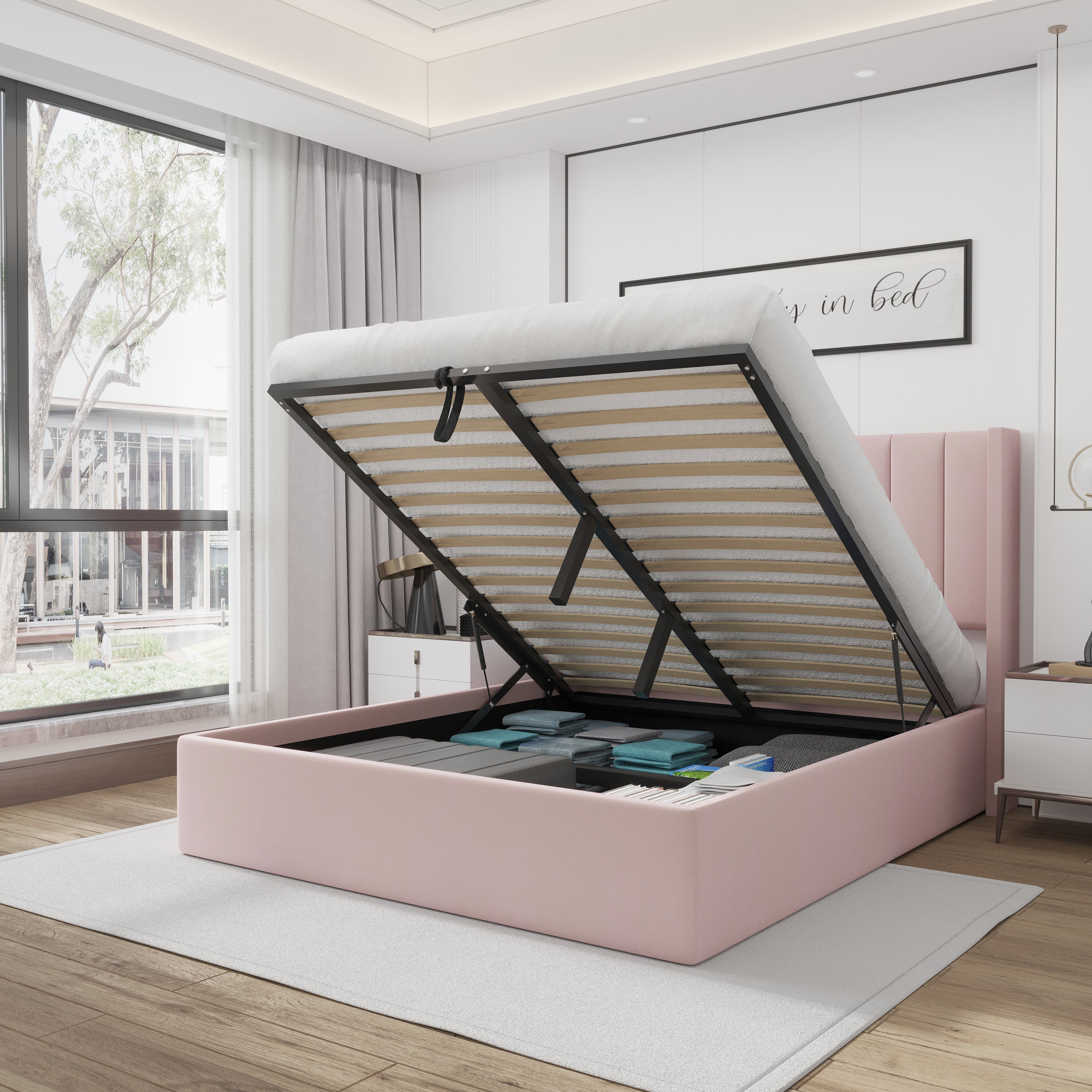 Oliver Queen Pink Lift-Up Storage Bed