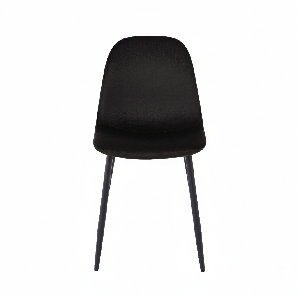 Velets Set Of 4 Sera Upholstered Side Chair - Velvet - Black - Black Leg
