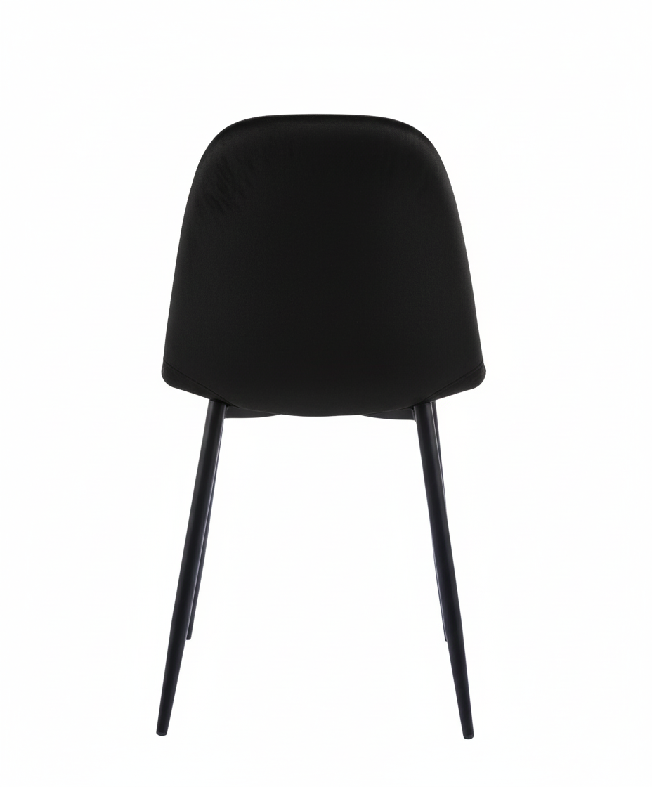 Velets Set Of 4 Sera Upholstered Side Chair - Velvet - Black - Black Leg