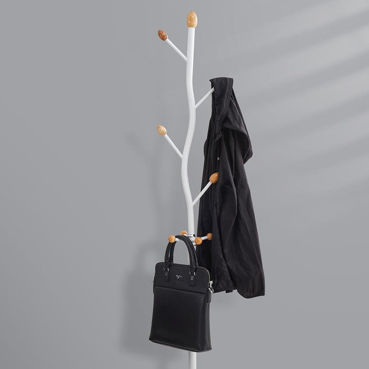 Sturdy 8-Hook Coat Rack with Pedestal Base, Organize Your Entryway in Style - White