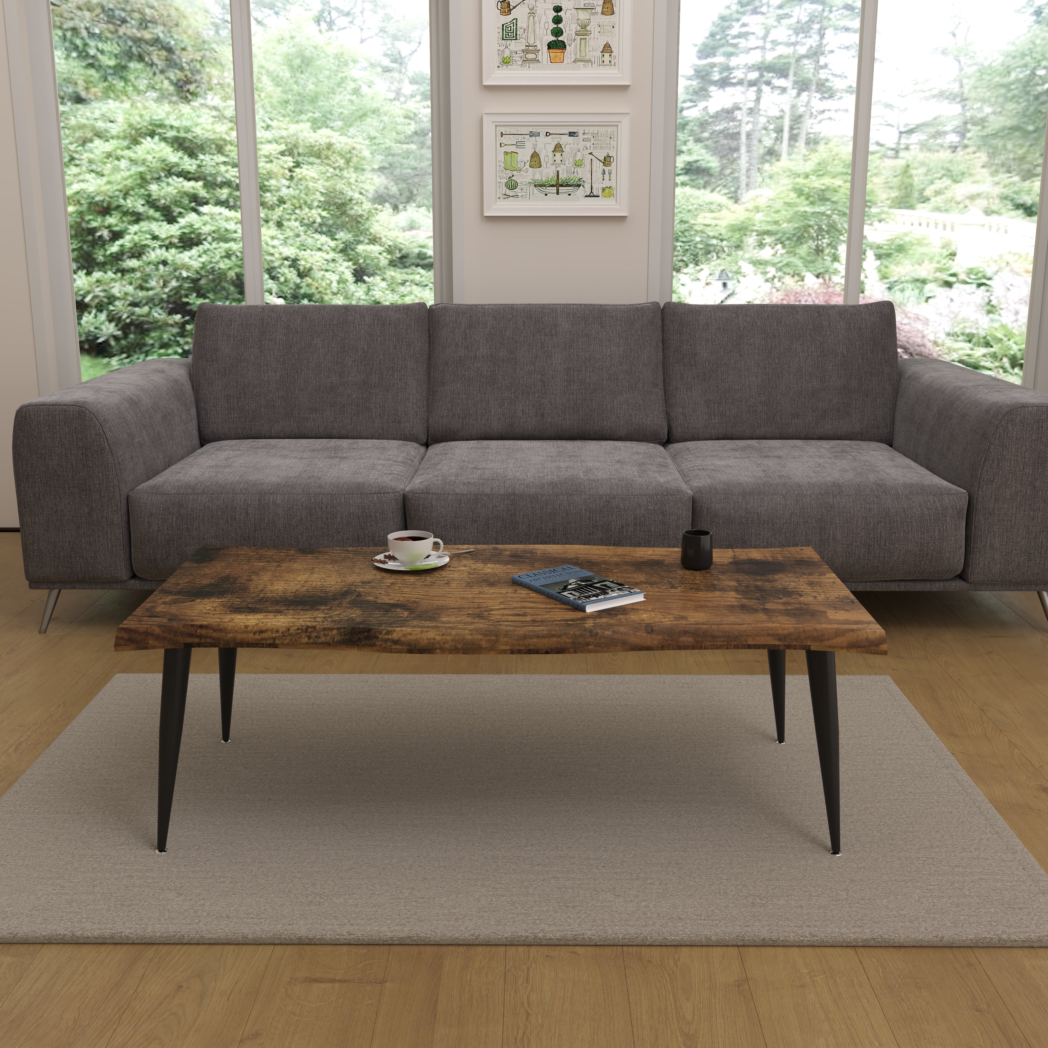 The Velets Lia Wooden Rectangular Coffee Table With Tapered Legs