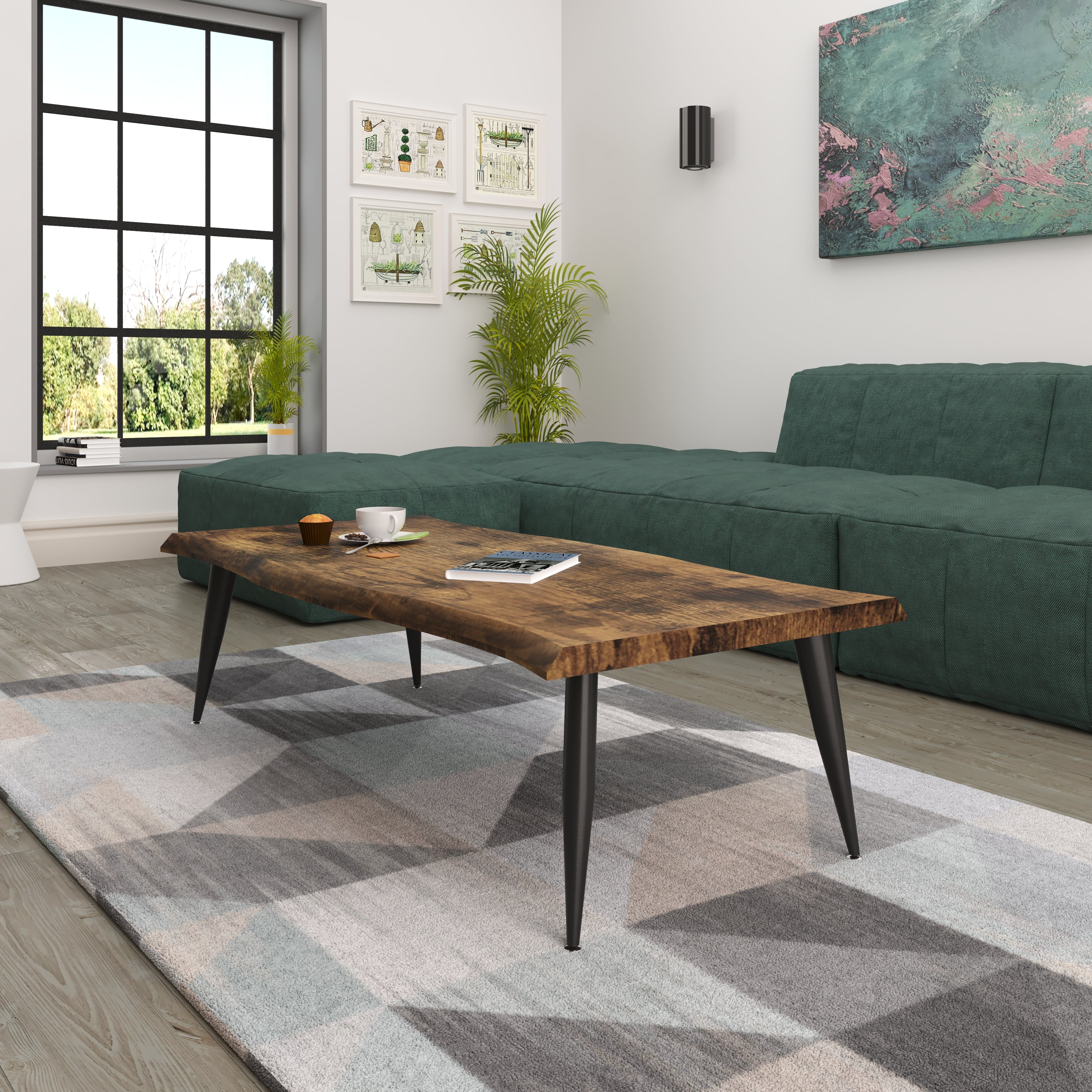 The Velets Lia Wooden Rectangular Coffee Table With Tapered Legs